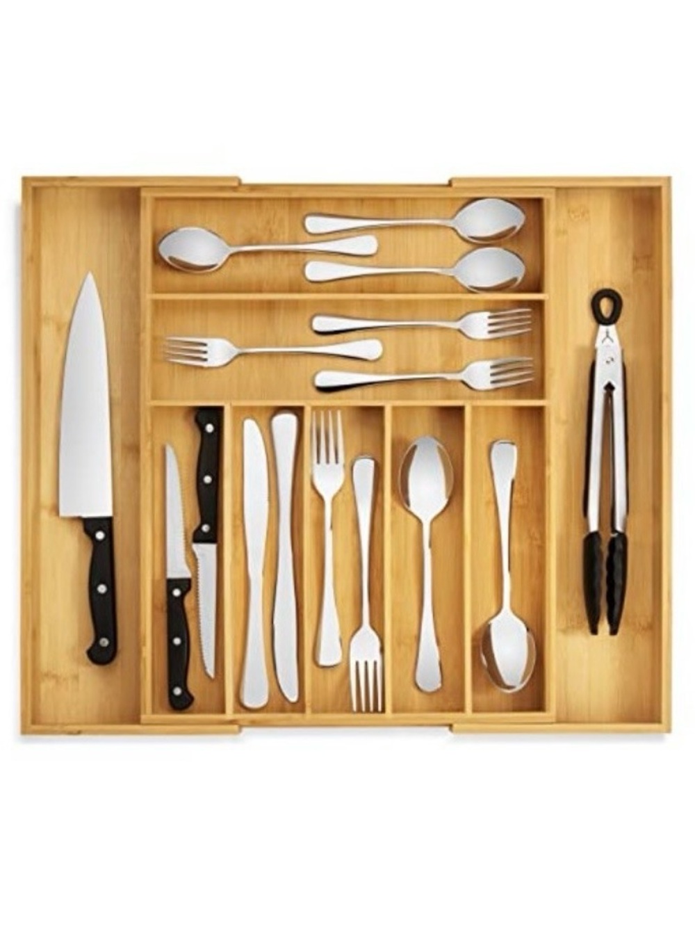 Bamboo Expandable Cutlery Drawer Organizer